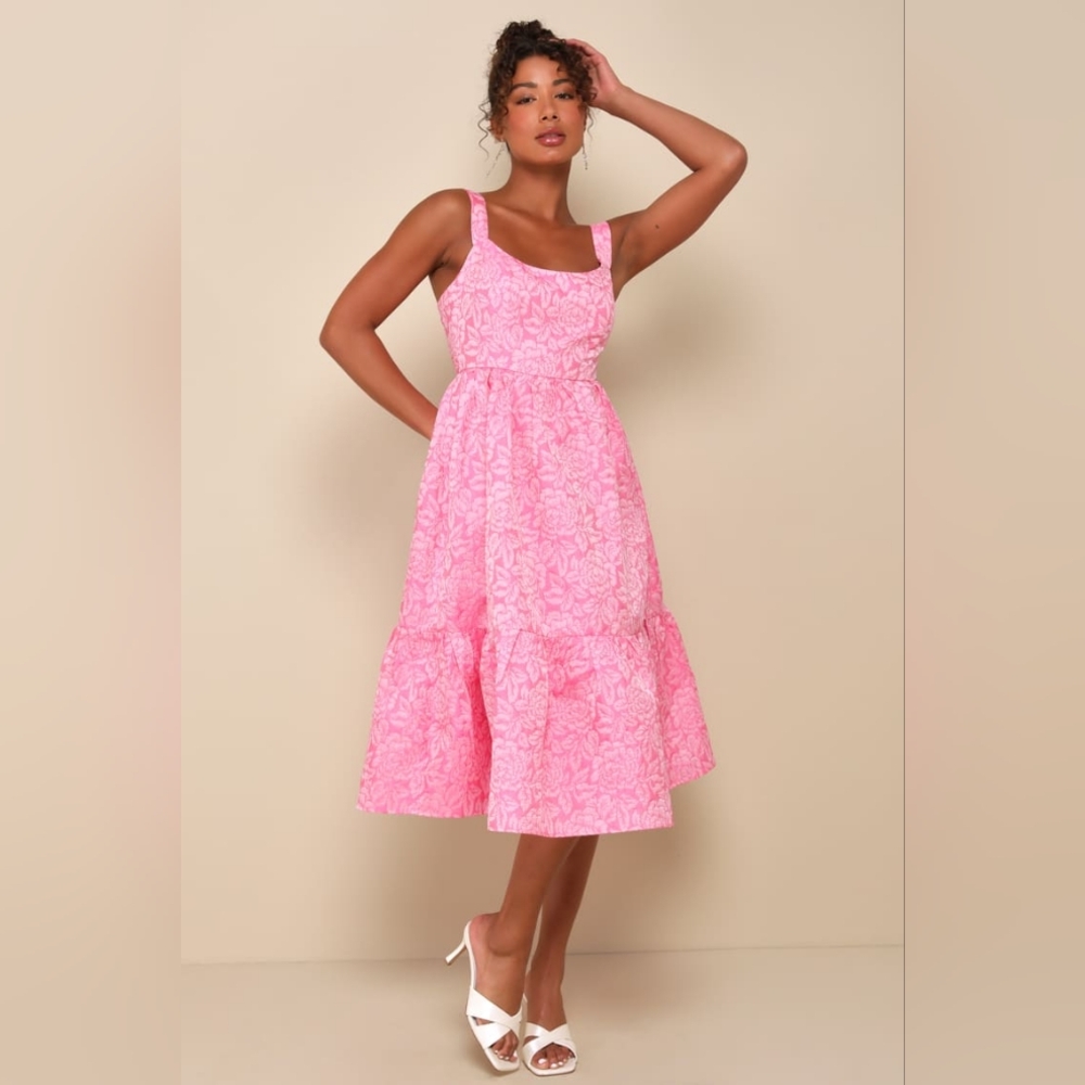 NWT Lulu's pink floral brocade corset back
